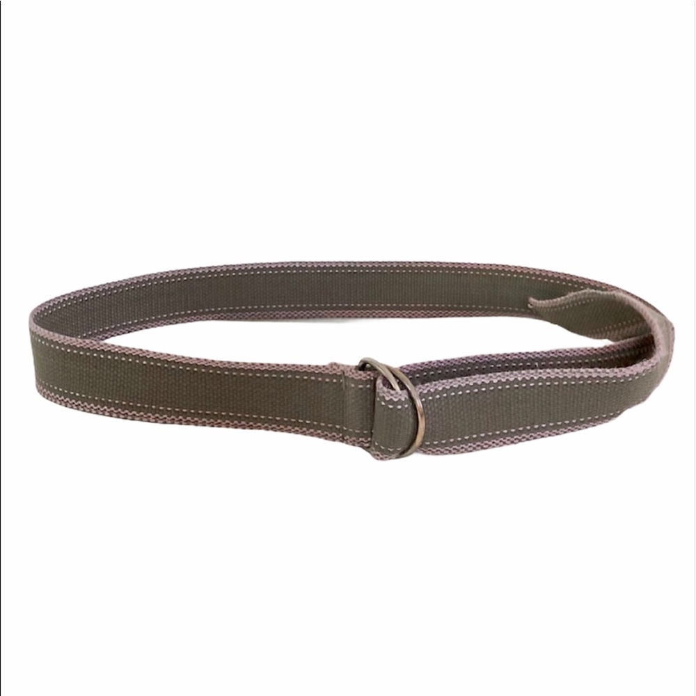 Dark Olive Green with Pink Stitching Pull Through Metal Buckle Belt